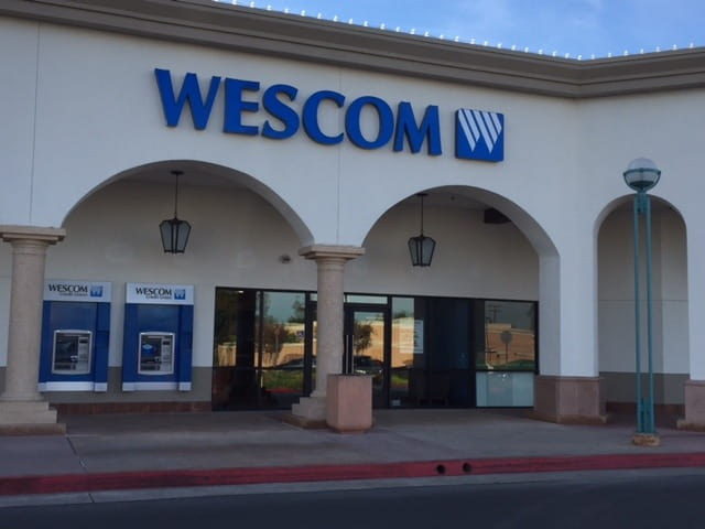 Exterior of the Wescom Financial branch in Costa Mesa, California.