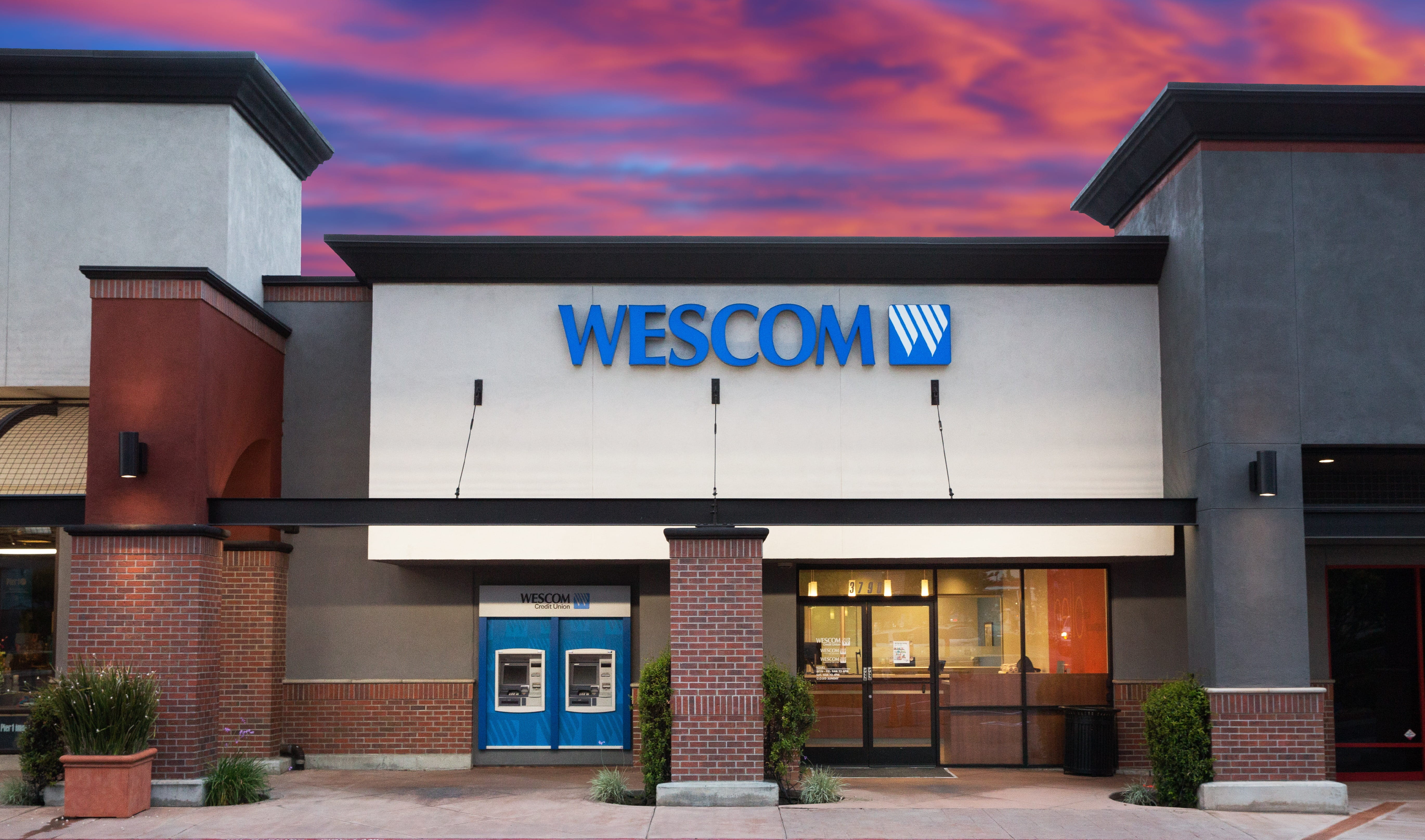 Exterior of the Wescom Financial branch in Riverside, California.