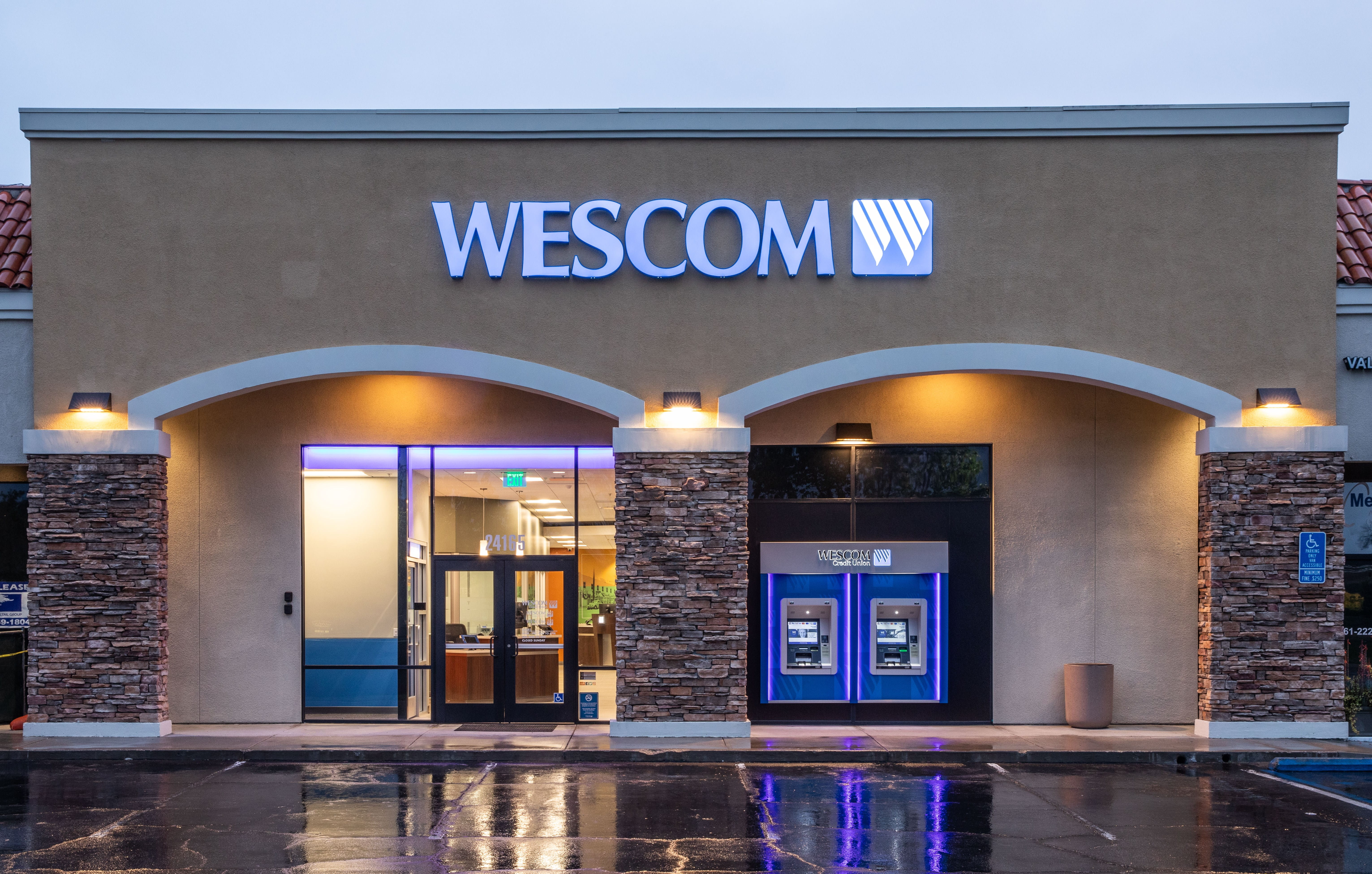 Exterior of the Wescom Financial branch in Santa Clarita, California.