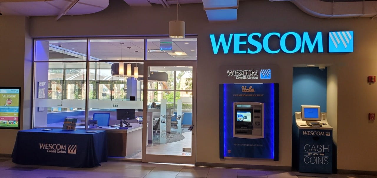 Exterior of the Wescom Financial branch in Los Angeles, California.