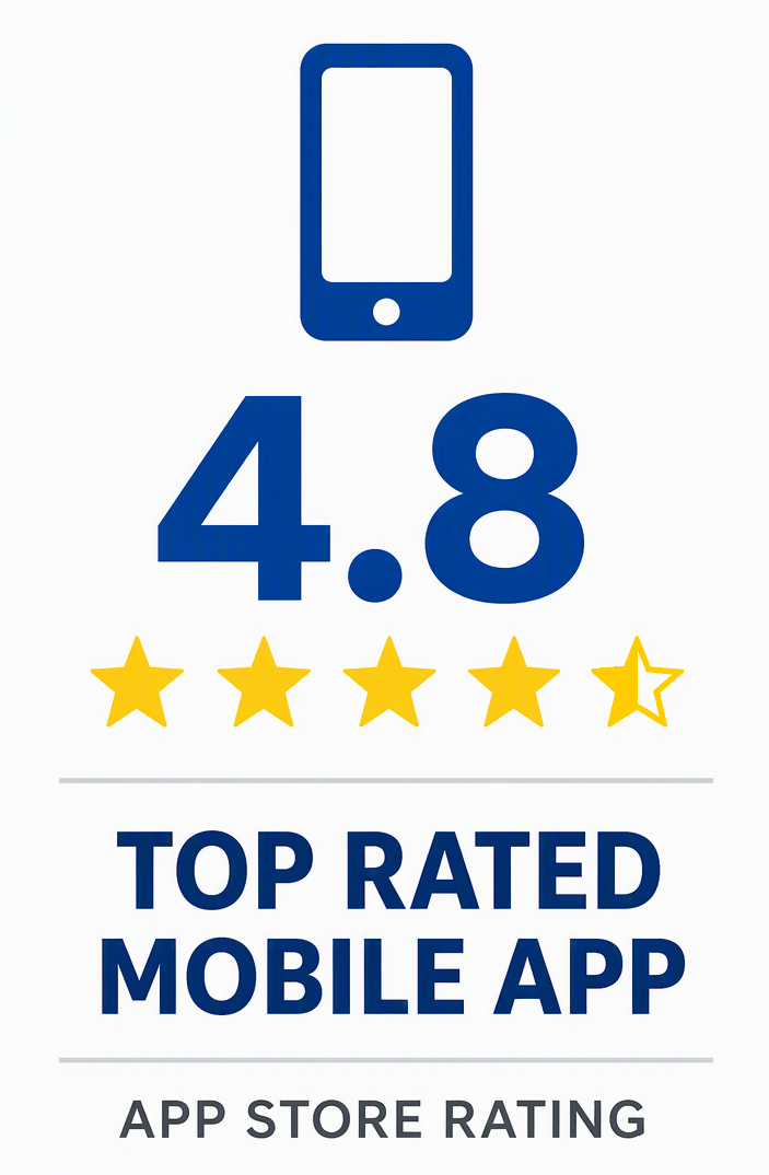 Mobile App 4.8 Star Rating Badge 